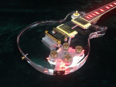 Custom Crown Plexiglass Acrylic Lucite Body Red LED Light Electric Guitar - Image 12