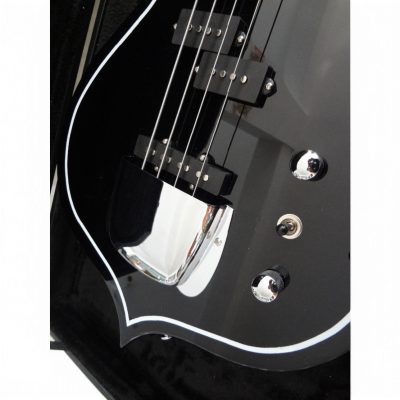 Custom Dynasty Kiss Gloss Black White Pinstripe Band Edge Gene Simmons Punisher 4 String Bass - Image 16