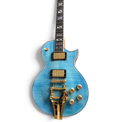 Custom Crown Caribbean Blue Burst Flamed Maple Top Bigsby Electric Guitar