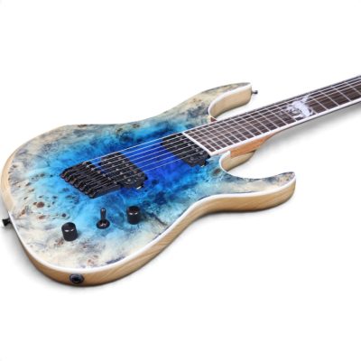 Custom Onyx Regius Blue Burst Burl Maple Top 6 String Electric Guitar - Image 16