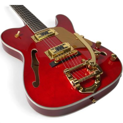 Custom Regent Fhole Translucent Red Orange Finish Paul Waller Masterbuilt Bigsby Hollow Body Guitar