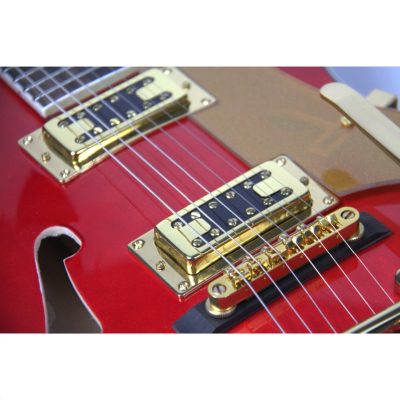 Custom Regent Fhole Translucent Red Orange Finish Paul Waller Masterbuilt Bigsby Hollow Body Guitar - Image 12