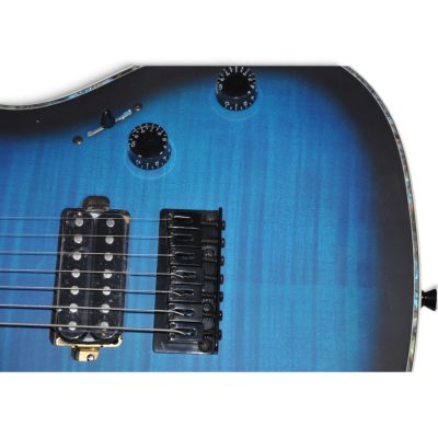Custom Onyx Regius Black Blue Burst Flamed Maple Top 7 String Guitar - Image 8