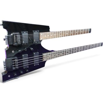 Custom Diplomat Black Double Neck Headless 4 String Bass Neck 6 String Guitar Neck - Image 7