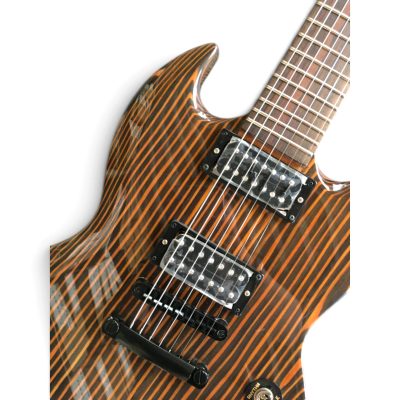 Custom Crown SG Zebra Wood Finish 7 String Guitar - Image 9