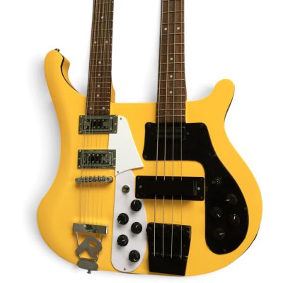 Custom Nova 4080 Yellow Geddy Lee Double Neck 4 String Bass 12 String Guitar