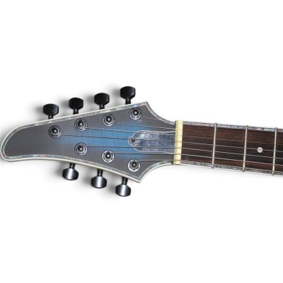 Custom Onyx Regius Black Blue Burst Flamed Maple Top 7 String Guitar - Image 9