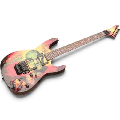 Custom Obsidian Hand Painted Karloff Mummy Kirk Hammett Electric Guitar - Image 2