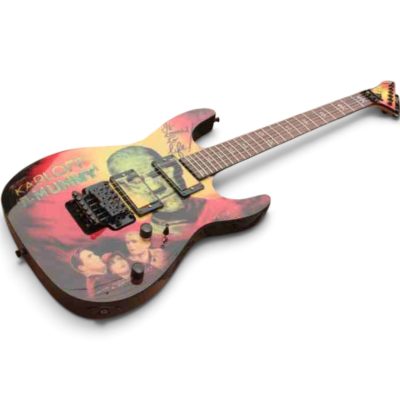 Custom Obsidian Hand Painted Karloff Mummy Kirk Hammett Electric Guitar - Image 3