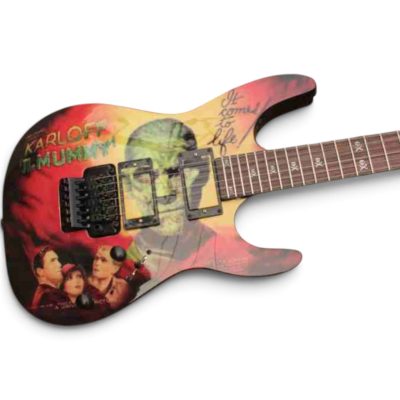 Custom Obsidian Hand Painted Karloff Mummy Kirk Hammett Electric Guitar - Image 5