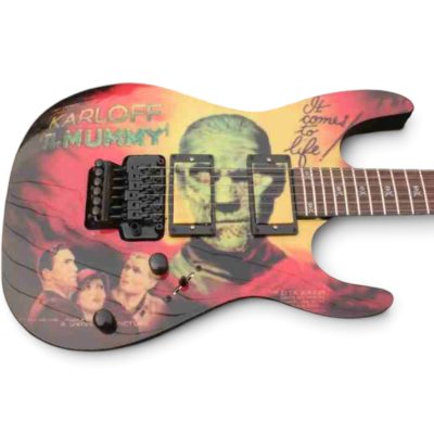 Custom Obsidian Hand Painted Karloff Mummy Kirk Hammett Electric Guitar - Image 13