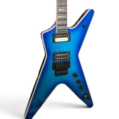 Custom Tempest Darrell Slime Blue Burst Flame Maple Top Dimebag ML Finish Flying V Guitar - Image 5