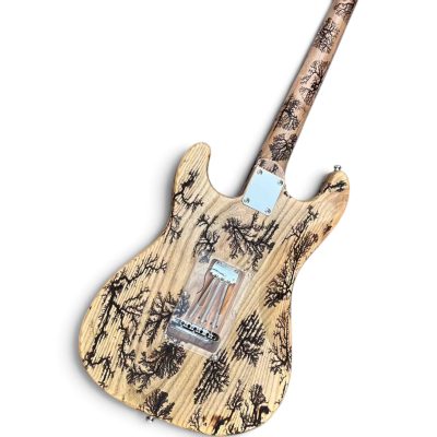 Custom Regent SRV White Crimson Stained Lichtenberg Finish Electric Guitar - Image 6