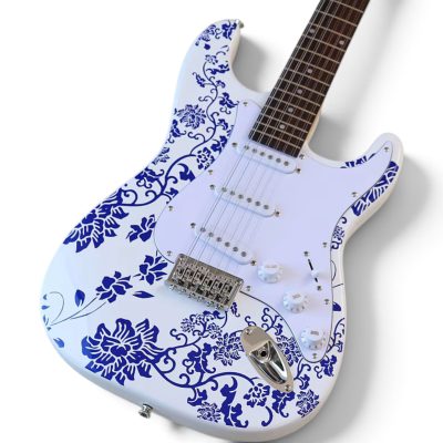 Custom Regent John Blue White Porcelain Graphic Finish 12 String Electric Guitar