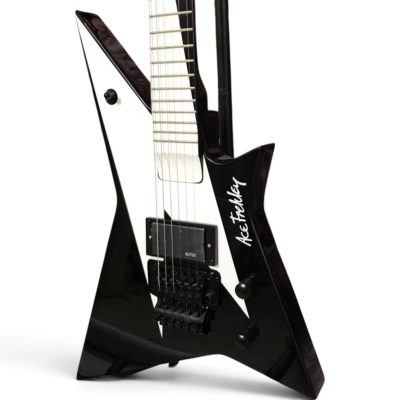Custom Aurelius Star Frehley Black White Geometric Lightning Flash Graphic Floyd Rose Tremolo Guitar Single Pickup - Image 4