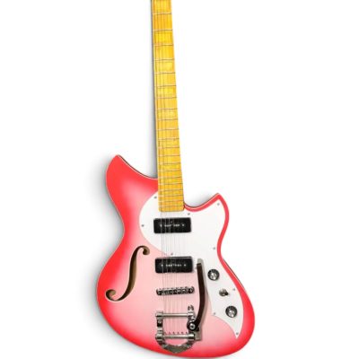 Custom Pearl SGV P90 Pickups Fhole Takeshi Teardrop Flamingo Pink Salmon Burst Floyd Rose Tremolo Guitar - Image 2