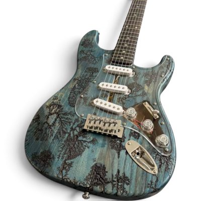 Custom Regent SRV Blue Crimson Stained Lichtenberg Finish Electric Guitar