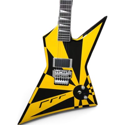 Custom Race Sweet Star Stryper Yellow Black Geometric Checkerboard Guitar Floyd Rose Tremolo