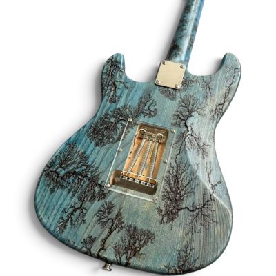 Custom Regent SRV Blue Crimson Stained Lichtenberg Finish Electric Guitar - Image 6