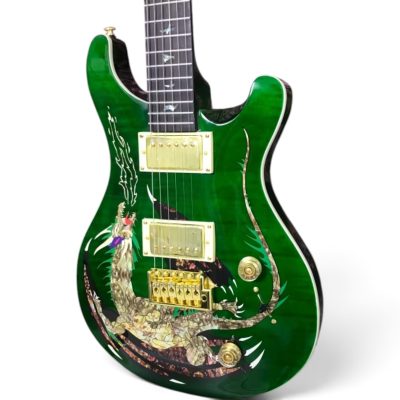 Custom Monarch Santana Emerald Green Quilt Maple Top Finish Dragon Design Electric Guitar - Image 4