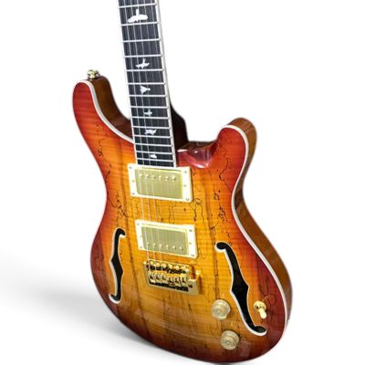 Custom Monarch Santana Koa Burl Amber Burst Double Cutaway Guitar Fhole - Image 4