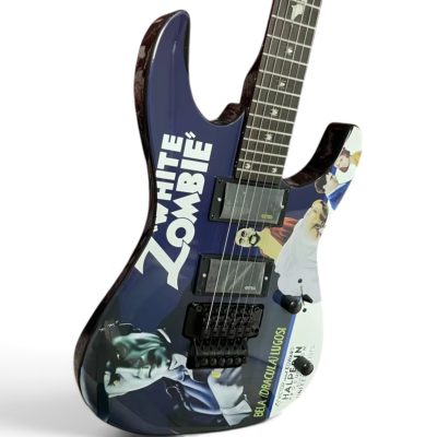 Custom Obsidian Hand Painted Black White Zombie Graphic Kirk Hammett Electric Guitar Floyd Rose Tremolo - Image 5