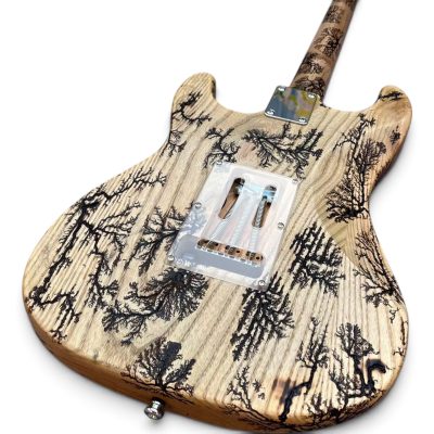 Custom Regent SRV White Crimson Stained Lichtenberg Finish Electric Guitar - Image 5