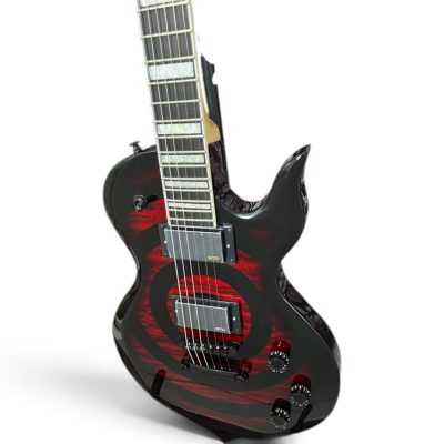Custom Titan Black Burst Red Quilt Maple Top Audio Wylde Bullseye Buzzsaw Electric Guitar - Image 4