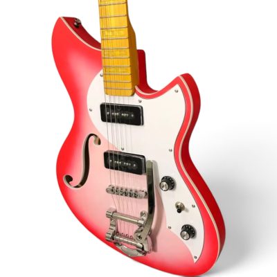 Custom Pearl SGV P90 Pickups Fhole Takeshi Teardrop Flamingo Pink Salmon Burst Floyd Rose Tremolo Guitar - Image 4