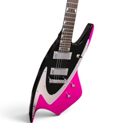 Custom Empire 400 Black Pink Shark Inlays Electric Guitar - Image 5