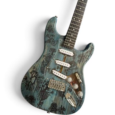 Custom Regent SRV Blue Crimson Stained Lichtenberg Finish Electric Guitar - Image 2