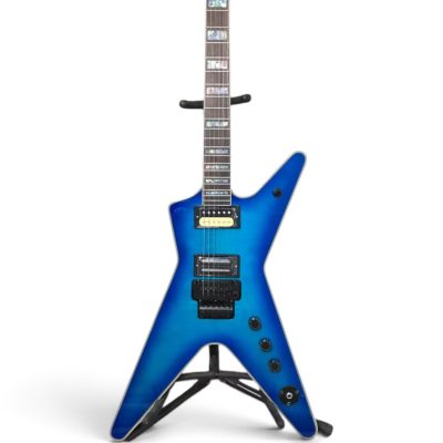 Custom Tempest Darrell Slime Blue Burst Flame Maple Top Dimebag ML Finish Flying V Guitar - Image 2