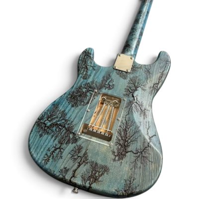 Custom Regent SRV Blue Crimson Stained Lichtenberg Finish Electric Guitar - Image 5