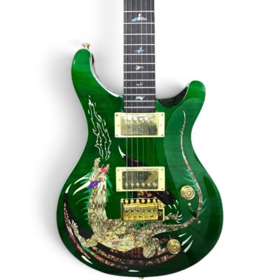 Custom Monarch Santana Emerald Green Quilt Maple Top Finish Dragon Design Electric Guitar