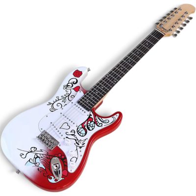 Custom Regent Jimi Hendrix Monterey White Candy Apple Red Burst 12 String Electric Guitar - Image 2