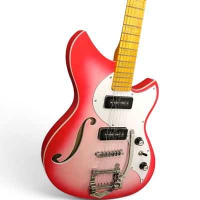 Custom Pearl SGV P90 Pickups Fhole Takeshi Teardrop Flamingo Pink Salmon Burst Floyd Rose Tremolo Guitar - Image 5