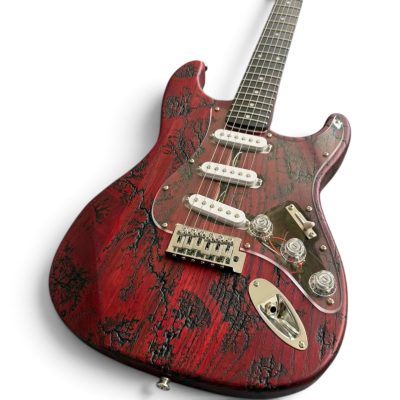 Custom Regent SRV Red Crimson Stained Lichtenberg Finish Electric Guitar