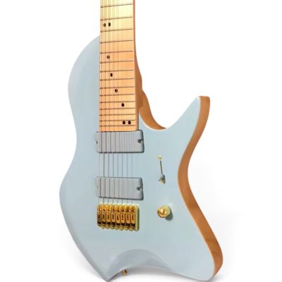 Custom Drift Pastel Powder Blue Finish Multi Scale Larada 8 String Fanned Fret Guitar - Image 4