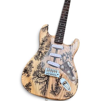 Custom Regent SRV White Crimson Stained Lichtenberg Finish Electric Guitar - Image 2