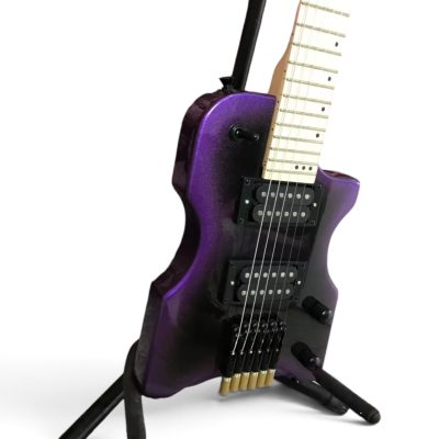 Custom Diplomat Birdfish Purple Black Burst Finish Headless 6 String Guitar - Image 3