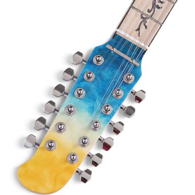 Custom Regent Jimmy Blue Yellow Burst 12 String Electric Guitar Tree of Life Inlay - Image 6
