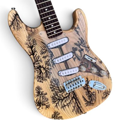 Custom Regent SRV White Crimson Stained Lichtenberg Finish Electric Guitar - Image 4