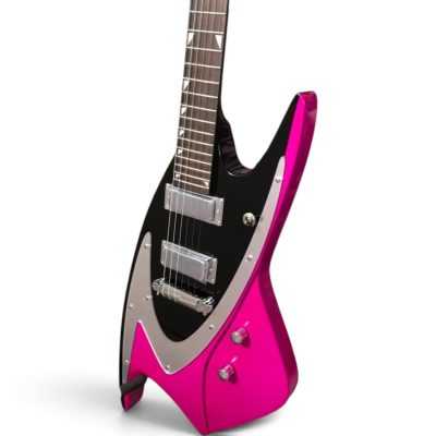 Custom Empire 400 Black Pink Shark Inlays Electric Guitar - Image 4