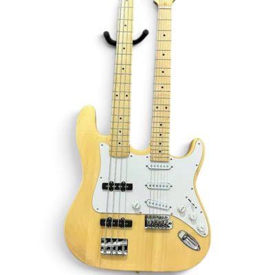 Custom Regent Yngwie Malmsteen Mahogany Wood Body Natural Finish Double Neck 4 String Bass 6 String Guitar - Image 2