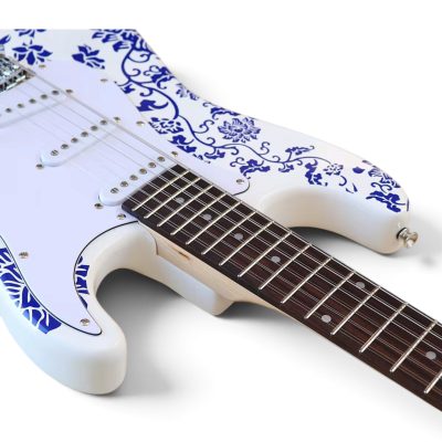 Custom Regent John Blue White Porcelain Graphic Finish 12 String Electric Guitar - Image 6