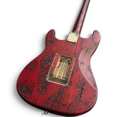 Custom Regent SRV Red Crimson Stained Lichtenberg Finish Electric Guitar - Image 6