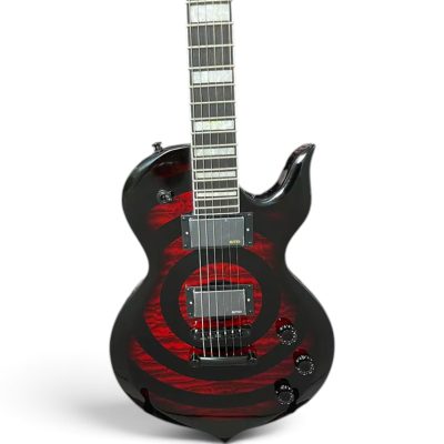 Custom Titan Black Burst Red Quilt Maple Top Audio Wylde Bullseye Buzzsaw Electric Guitar