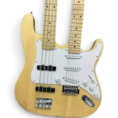 Custom Regent Yngwie Malmsteen Mahogany Wood Body Natural Finish Double Neck 4 String Bass 6 String Guitar