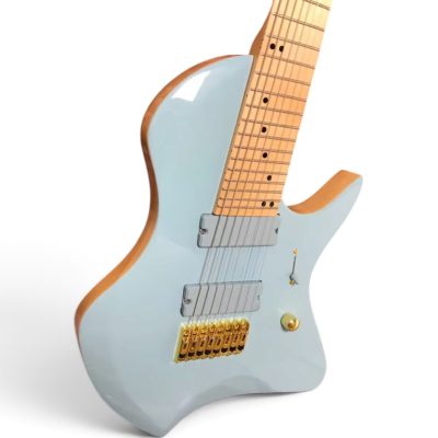 Custom Drift Pastel Powder Blue Finish Multi Scale Larada 8 String Fanned Fret Guitar - Image 5