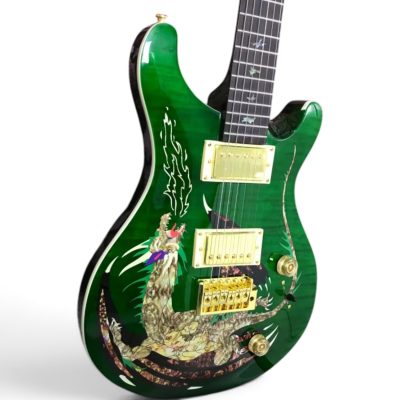 Custom Monarch Santana Emerald Green Quilt Maple Top Finish Dragon Design Electric Guitar - Image 6